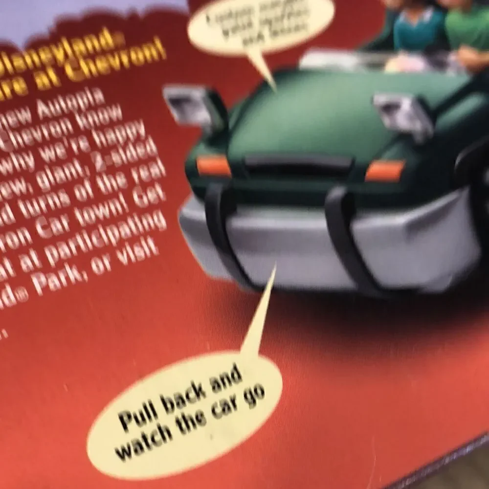 Disney’s Autopia Chevron Ltd Ed 2000 Pull Back Car with Mouseketeers Driving.